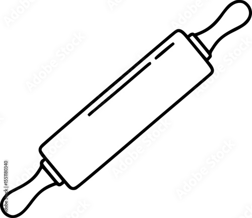 Simple hand drawn sketch line art rolling pin clip art.