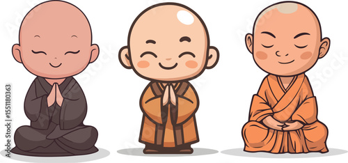 Cartoon monk illustration material
