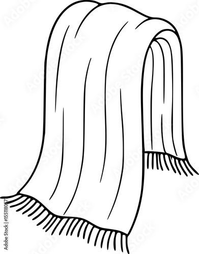 Simple hand drawn sketch line art hanging blanket clip art.
