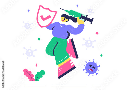 Antibacterial Vector Illustration Featuring Handwashing, Virus Prevention, and Microbe Control for Hygiene and Healthcare in a Flat Background