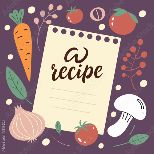 Vegetable Delight Illustration: An inviting blank recipe design template