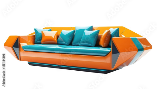 White leather sofa, a comfortable and stylish furniture piece, isolated on a white background