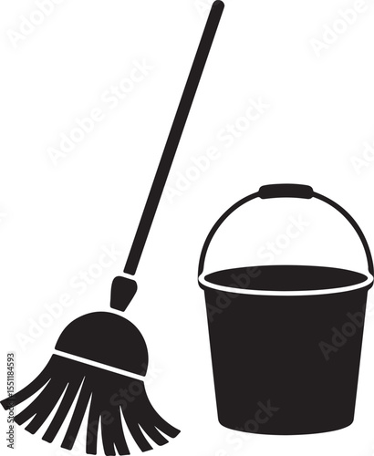 cleaning tools silhouette for household art, hygiene designs, and vector graphic illustrations