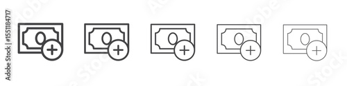 Add money icon outline ilustration vector symbol