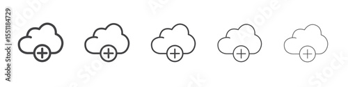 Add to cloud icon outline ilustration vector symbol