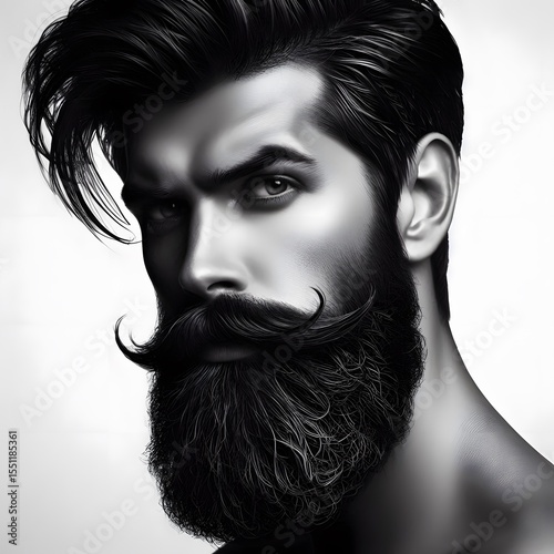 A black beard man isolated on white background photo