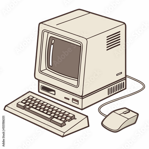 Vintage Personal Computer Setup: A Nostalgic Homage to Early Technological Design