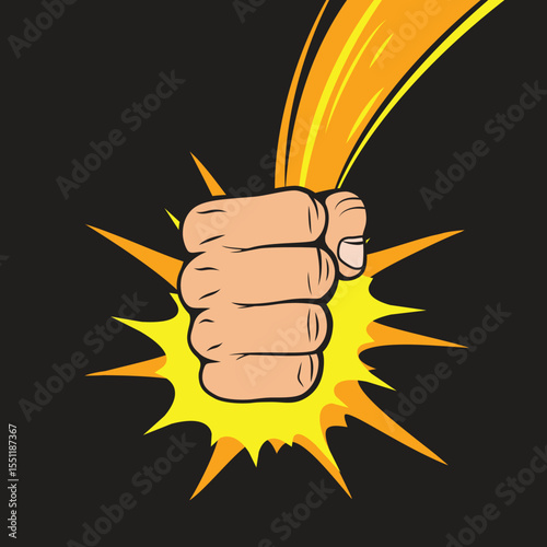 cartoon hand punch vector template