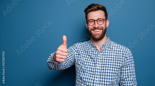 Happy Man Giving Thumbs Up Positive Feedback  Success