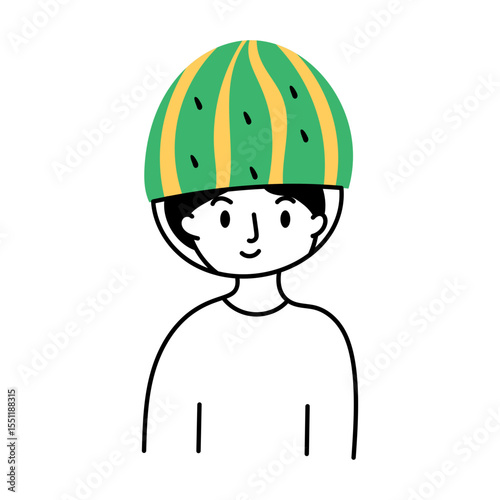 A sketchy style illustration of watermelon hat
