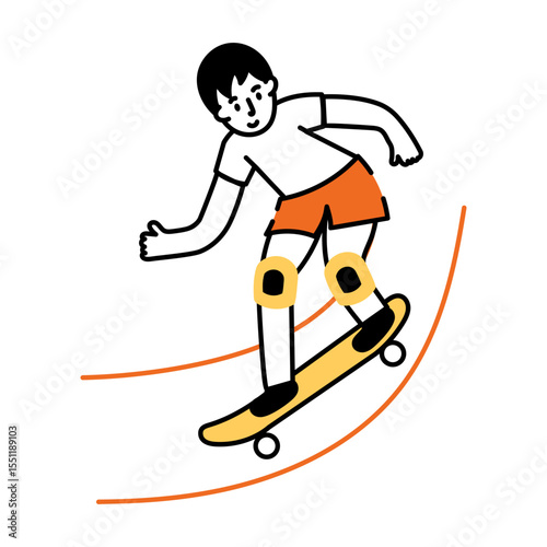 A hand drawn style illustration of skateboarding
