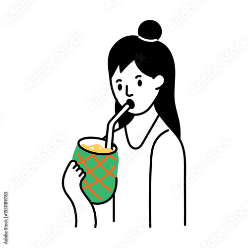 A hand drawn style illustration of pineapple juice
