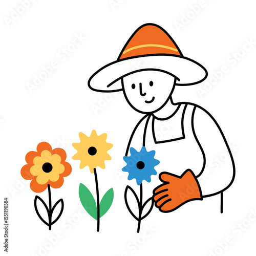 A sketchy style illustration of gardener
