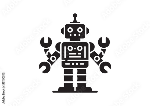 Toy Robot silhouette vector, Robot Icon