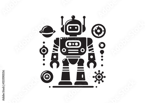 Toy Robot silhouette vector, Robot Icon