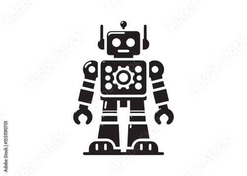 Toy Robot silhouette vector, Robot Icon