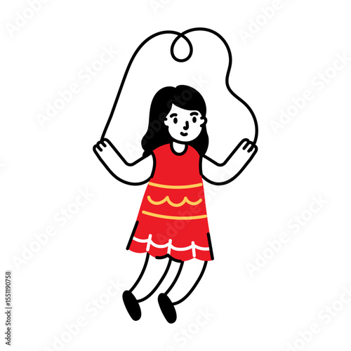 A drawing style illustration of jumping rope
