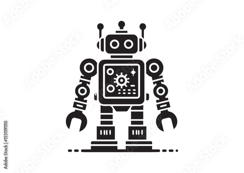 Toy Robot silhouette vector, Robot Icon