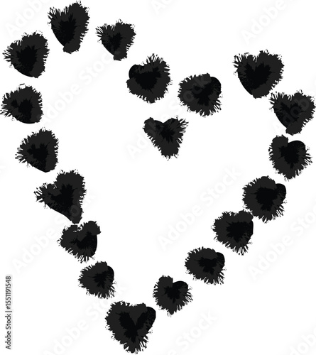 Fuzzy Textured Heart Outline - Artistic Grunge Love Symbol
