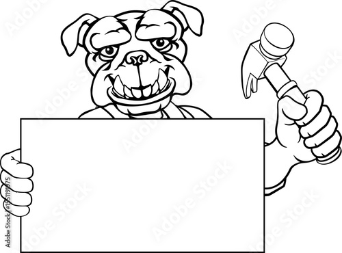 Bulldog Hammer Cartoon Masc...