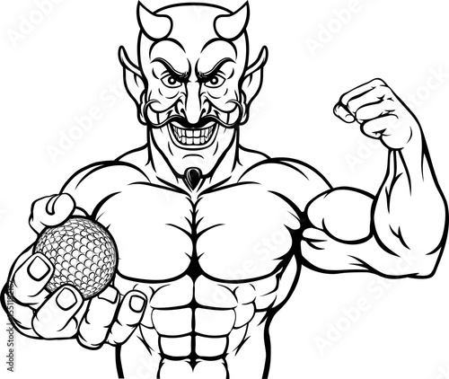 Devil Golf Sports Mascot Ho...