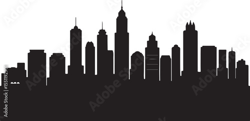 Majestic City Skyline Silhouette Urban Landscape Vector Art