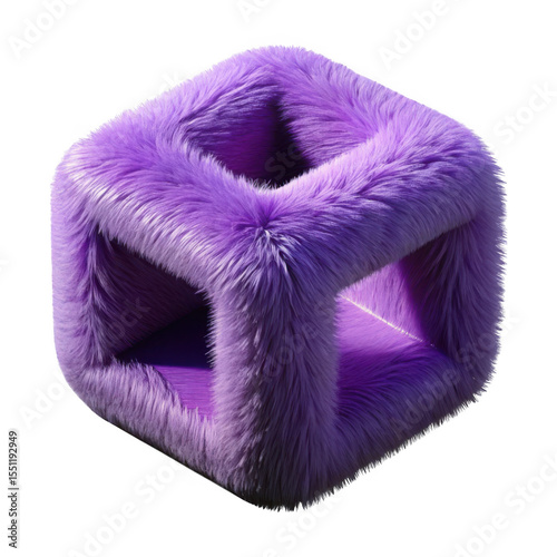 3d rendered purple furry cube