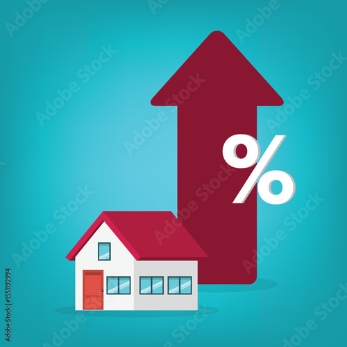 House model with a percentage symbol , symbolizing real estate and financial topics.	