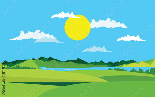 Illustration of summer landscape background