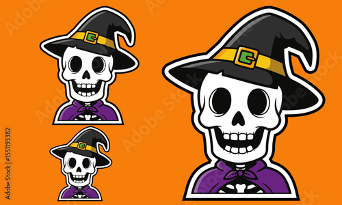 Halloween Skull Character sticker Set, perfect for spooky seasonal and Halloween designs sticker	