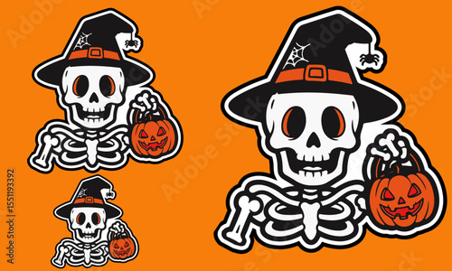 Halloween Skull Character sticker Set, perfect for spooky seasonal and Halloween designs sticker	