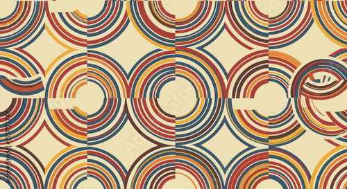 Retro Circular Pattern: A Seamless Blend of Warm Tones and Geometric Design Elements