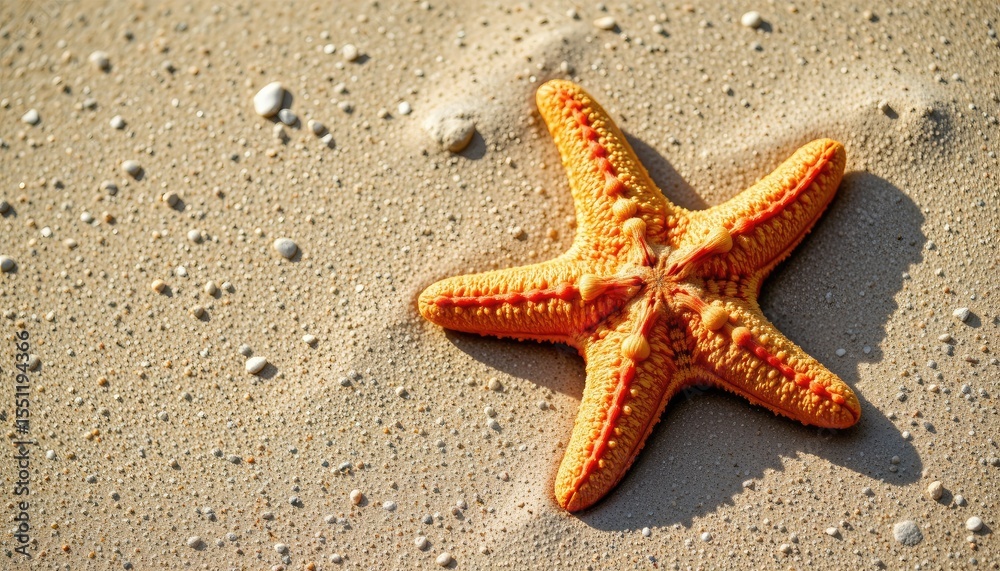 Vibrant Orange Starfish on Soft Sandy Beach During Bright Daylight Vibrant Orange Starfish on Soft Sandy Beach During Bright Daylight