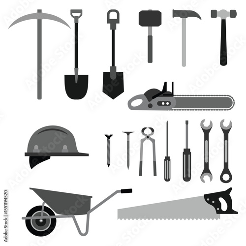 set of icon construction worker tools