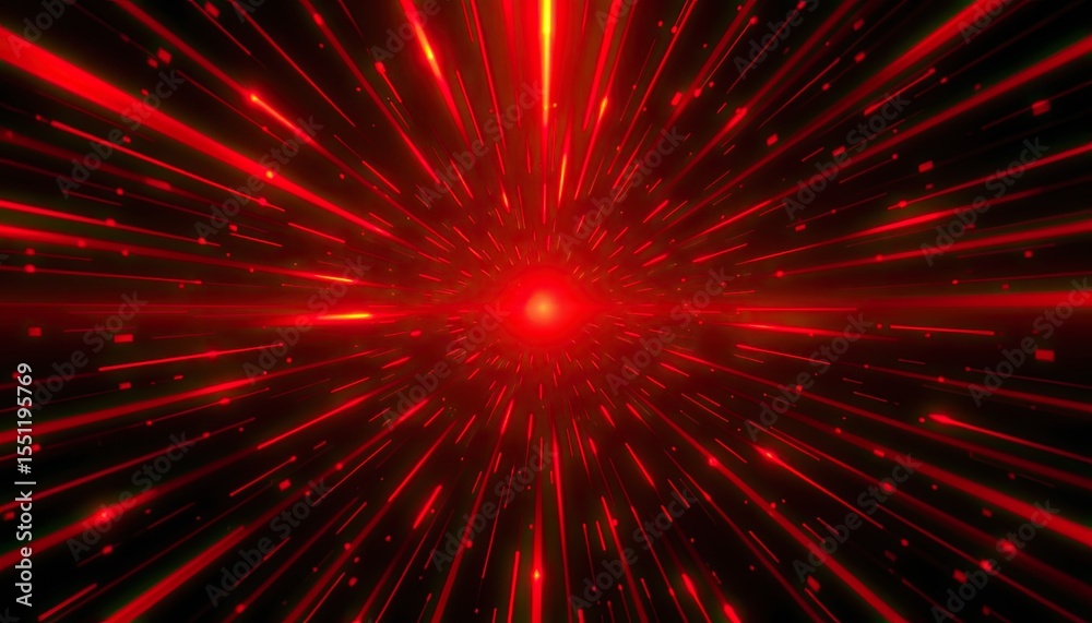 Fototapeta premium Dynamic Red Light Explosion with Rays in Dark Background