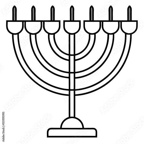 Elegant Menorah Outline Vector 