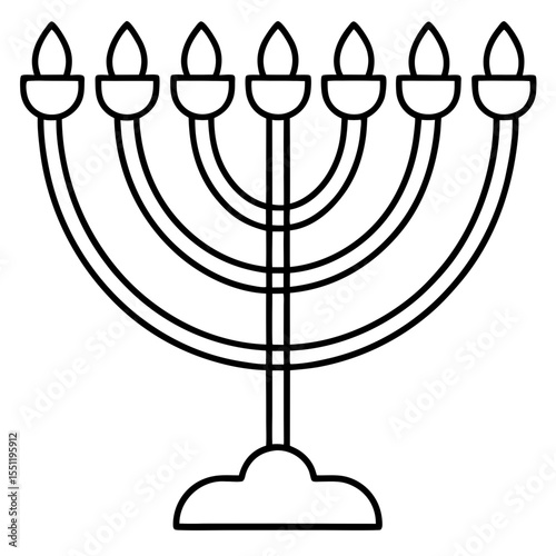 Elegant Menorah Outline Vector 