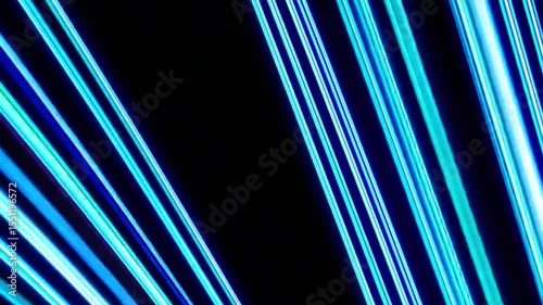 Abstract Motion Background Featuring Luminous Blue Neon Stripes, Fluid Pattern with Pulsing Glow and Spark Effects, Dark Futuristic Ambiance