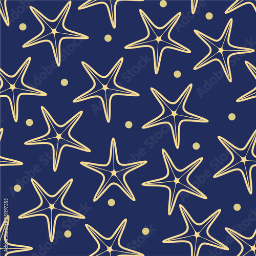 Multicolor smooth ocean star fish repeat vector abstract pattern 