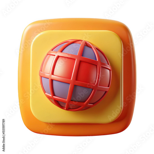 Globe icon on square internet button