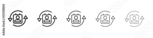 Contact sync icon outline ilustration vector symbol