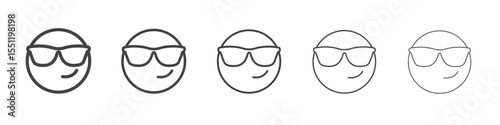 Cool emoji icon outline ilustration vector symbol