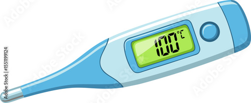 Colorful Digital Thermometer Displaying a Temperature Reading