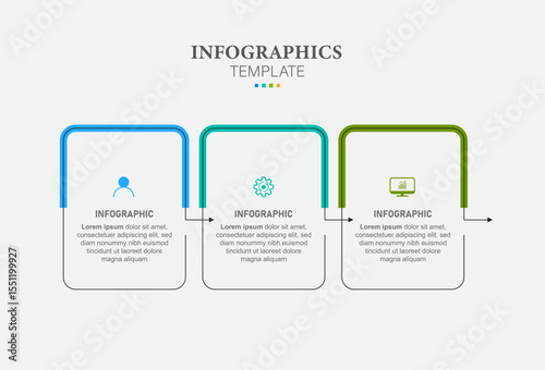 three steps business infographics template vector.