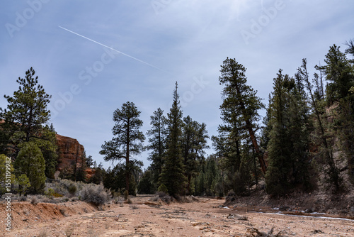  Intermittent, temporary or seasonal rivers or streams. Red Canyon Arch, Panguitch, Garfield County, Utah geology. State Route 12 or Scenic Byway 12 (SR-12). Claron Formation (Tcp) Pink member, 