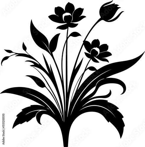 Jasmine Flower Silhouette Vector Art,