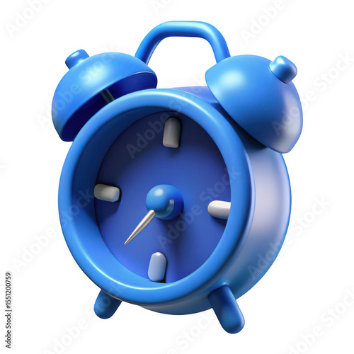 3D blue alarm clock isolated