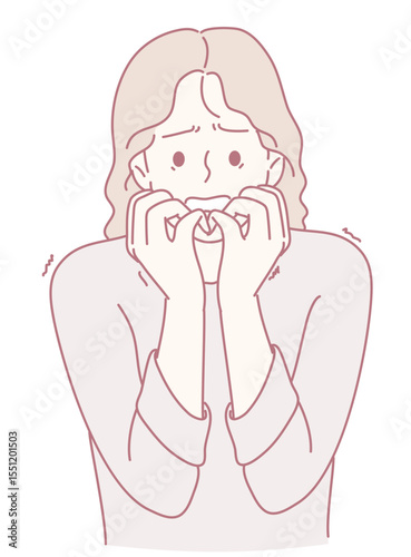 An illustration depicting a worried woman with a clear display of anxiety and deep concern on her facial expression