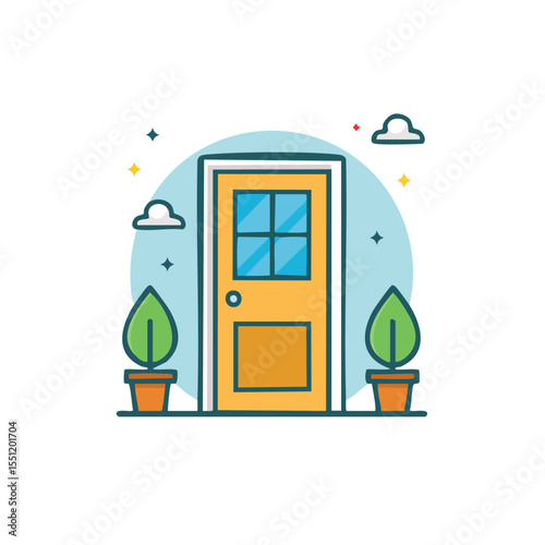 Simple Flat Minimalist Door Icon