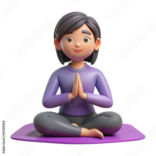 3Dyoga woman in lotus pose